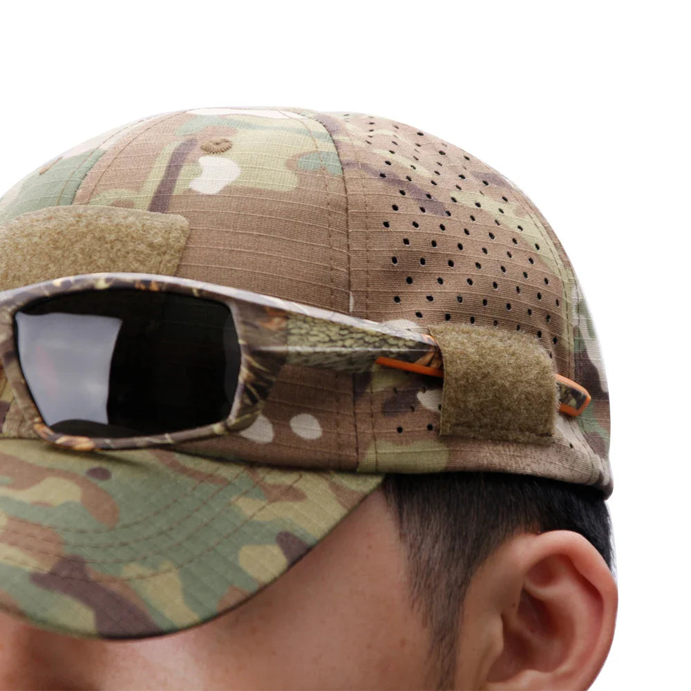 Durable & Lightweight Breathable Tactical Cap with Patented Glasses Holder Design