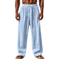 Cotton Linen Relaxed Loose Fit Breathable Pants for Men