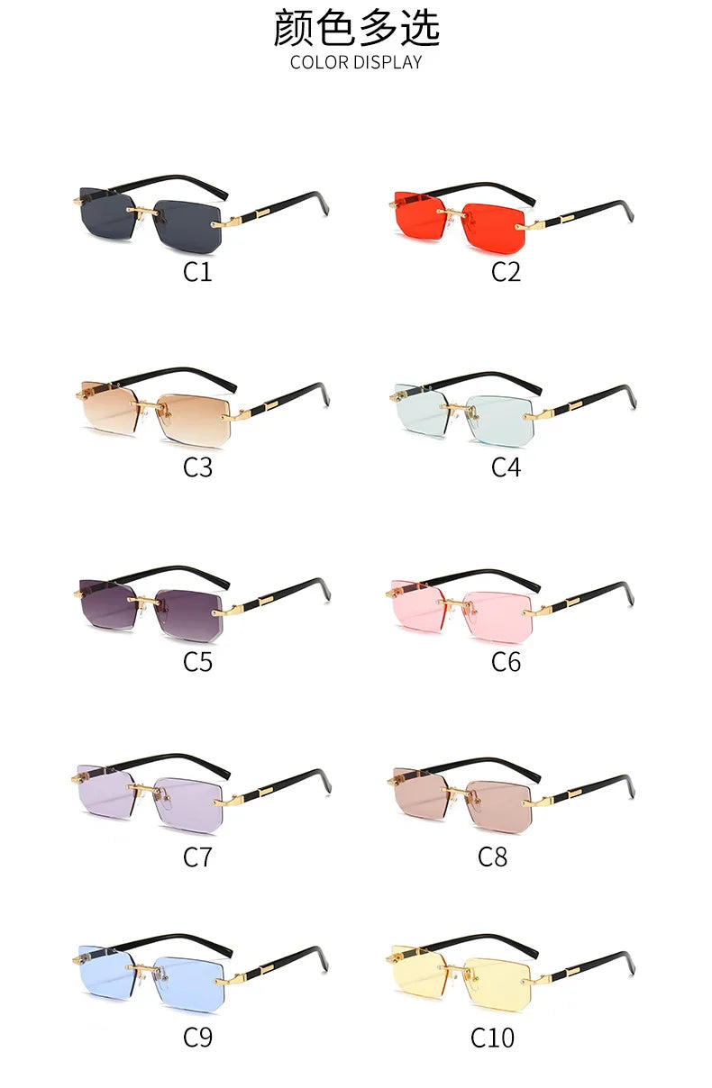 Modern Slim Rimless Impact-Resistant UV400 Lightweight Sunglasses