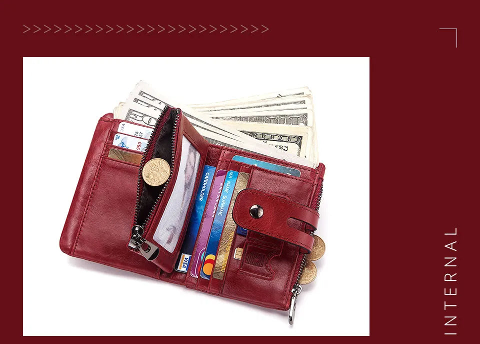 Genuine Leather Vintage RFID Blocking  Men Wallet With Chain