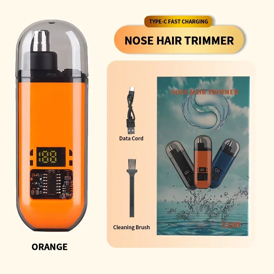 Professional 2 In 1 Rechargeable Ear & Nose Hair Trimmer Clipper with Battery Display