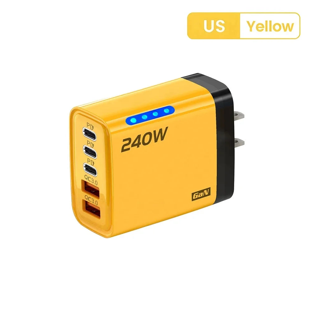 240W High-Speed 5-Port GaN Technology Intelligent Wall Charger