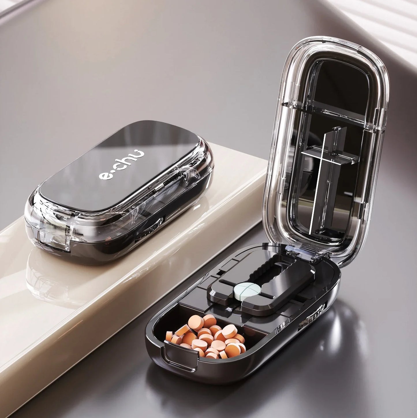 Japanese Smart Pills Splitter (Halved / Quartered) with Storage Organizer