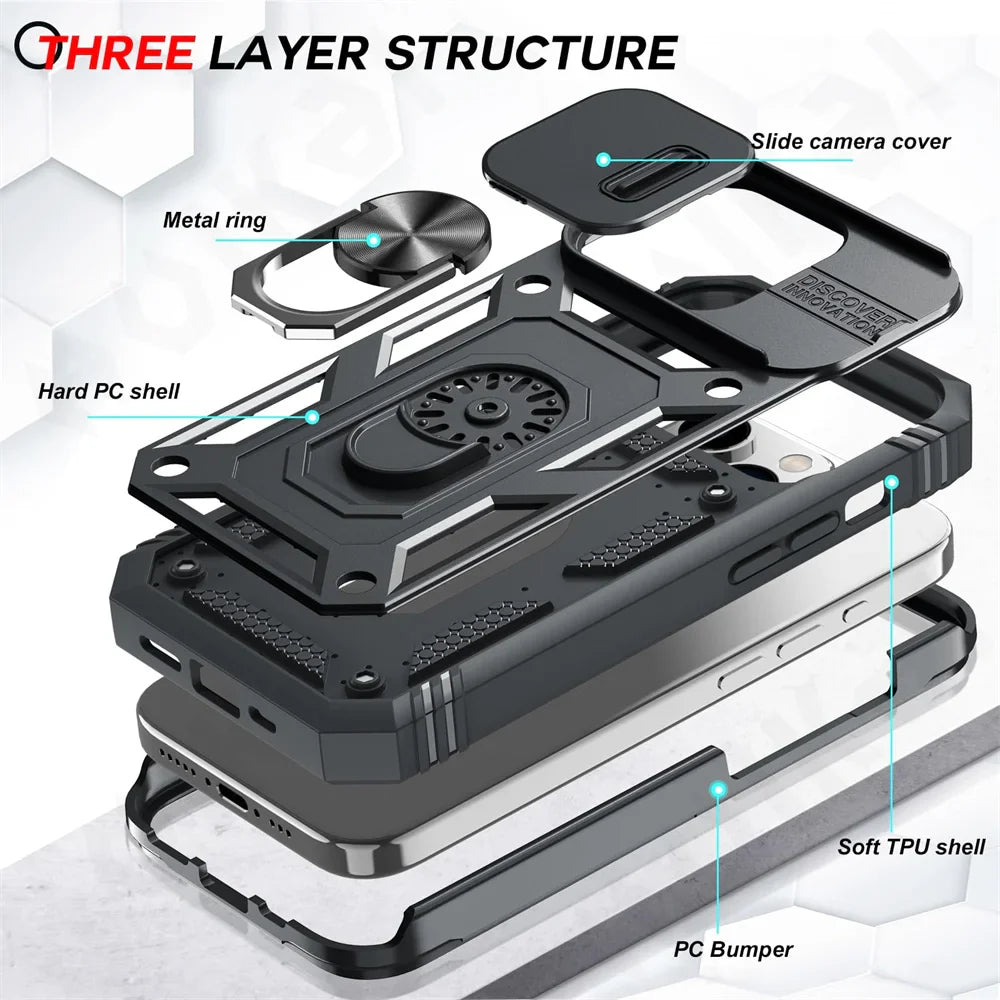 Military-Grade 360° Armor Protection iphone Case With Kickstand Ring