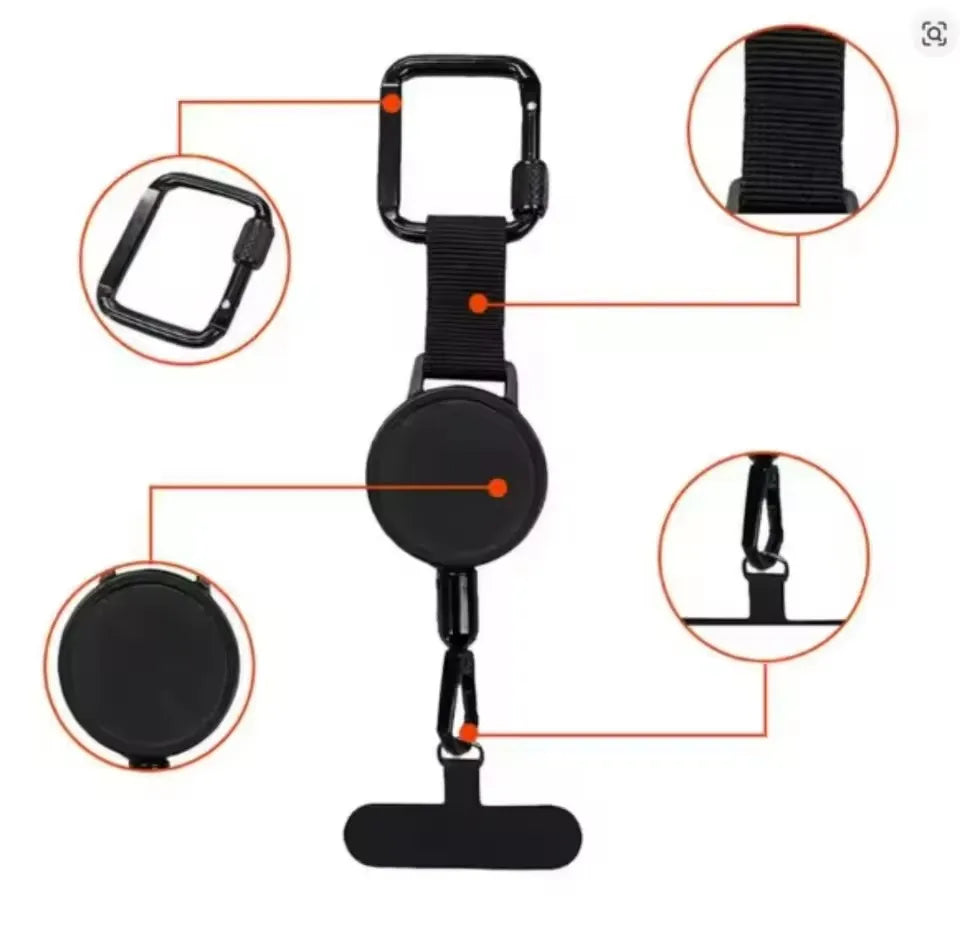 DropGuard Retractable Anti-Drop & Loss Carabiner Clip Attachment Phone Holder