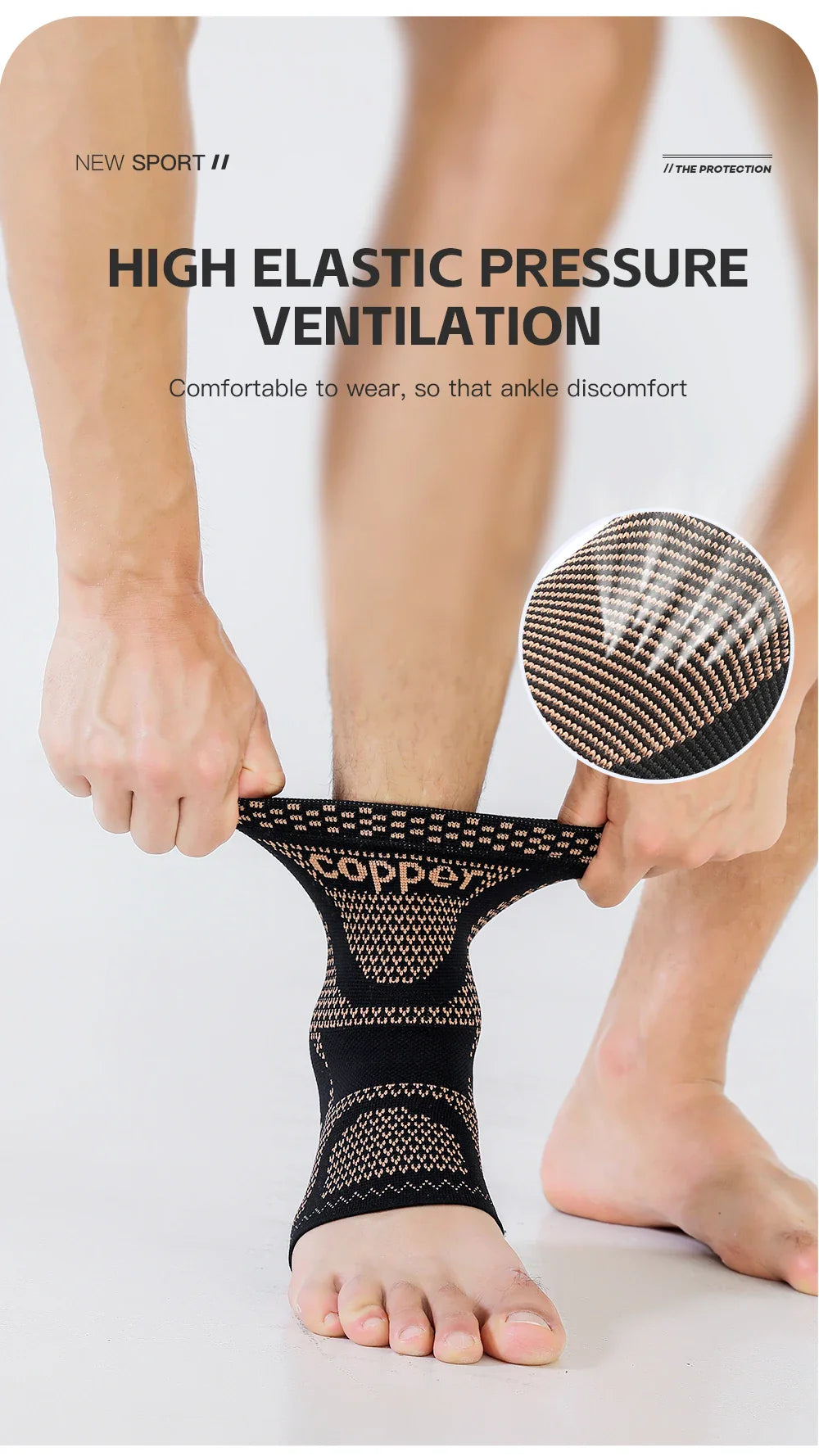 Medical-Grade Copper-Infused Fabric Ankle Brace for Pain Relief & Fast Recovery