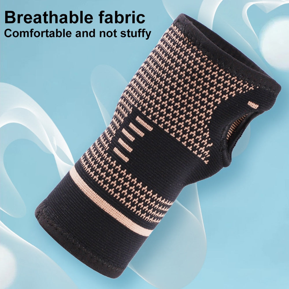 Copper Fabric Arthritis Compression Wrist Brace / Glove