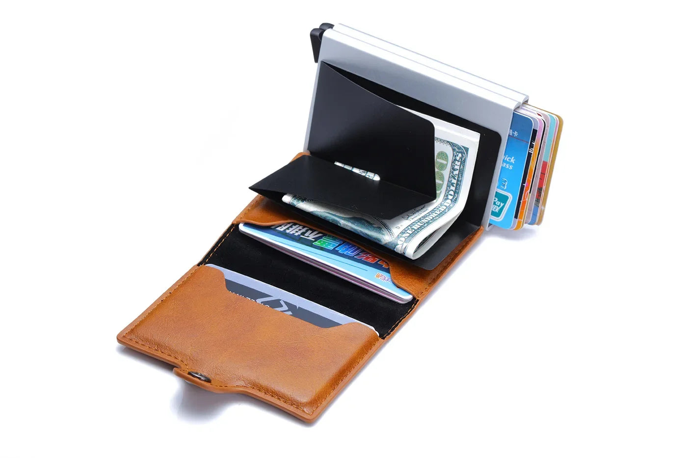DoubleDeck 14 Cards Quick Pop-Up Access RFID Protection Mini Wallet