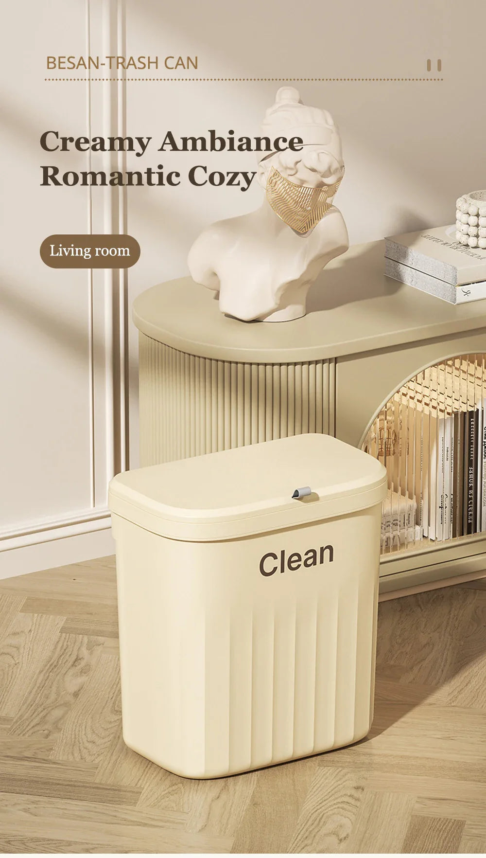 Japanese Wall/Cabinet Doors Mount Two-Way Opening Odor-Blocking Trash Can