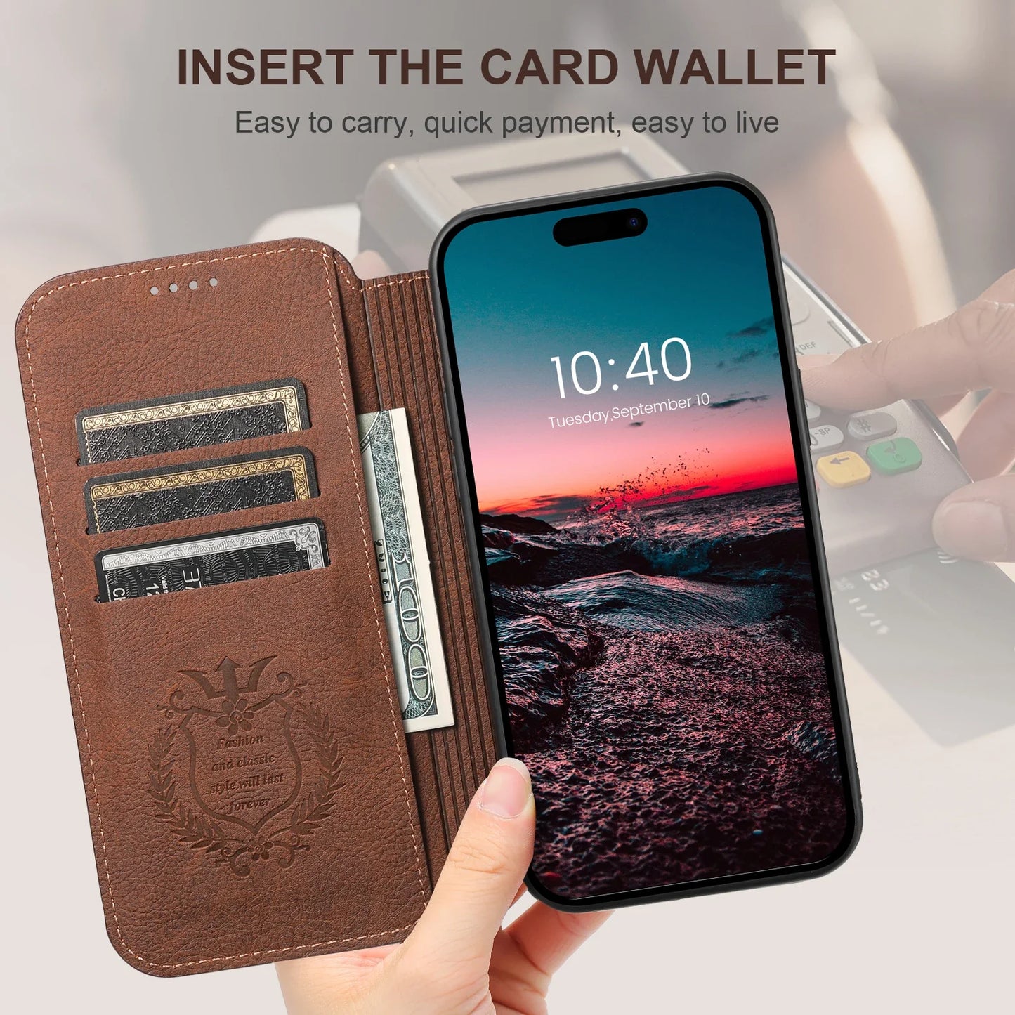 Wallet iPhone Case Compatible with MagSafe Magnetic Wireless Charging