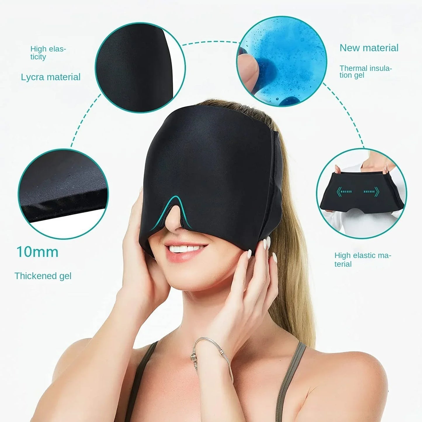 Cold Therapy Headaches & Migraines Pain & Stress Relief Ice Cap / Eye Mask