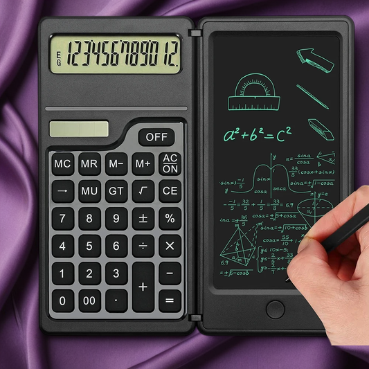 Foldable Dual Powered Calculator with 6.5Inch LCD Writing Tablet