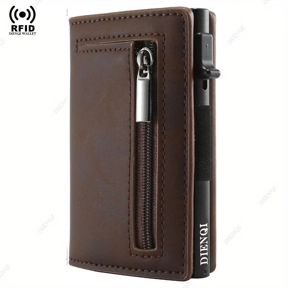 Effortless Access RFID Blocking Zippered Coins Pocket & Magnetic Closure Wallet