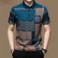 Business Pattern Print Short Sleeve Collar Polo Shirt