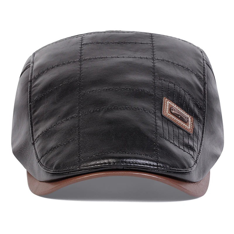Classic vintage style Pu Leather Lightweight adjustable Comfortable Fit Newsboy Caps