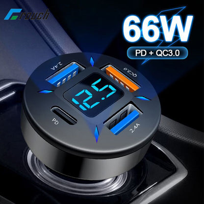 Super Fast 66W USB Car Charger with PD Quick Charge Port