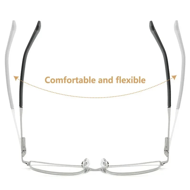 Anti-UV & Blue-Light Flexible Metal Half-Frame Reading Glasses