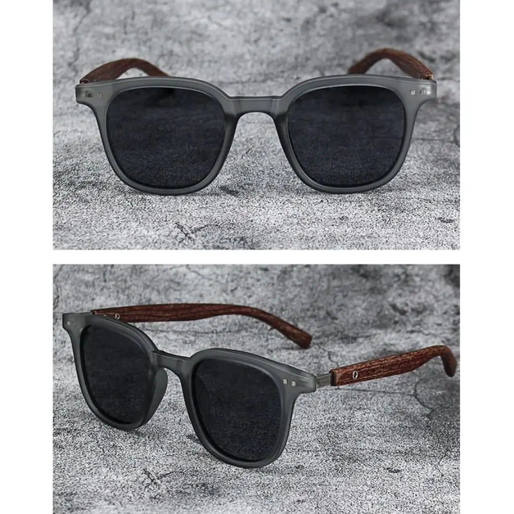 Trendy Retro Wood Grain Unisex Polarized UV Protection Sunglasses