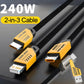 MaxCharge 240W Smart Cable – 3-in-1 Multi-Port with USB & Type-C Dual Input