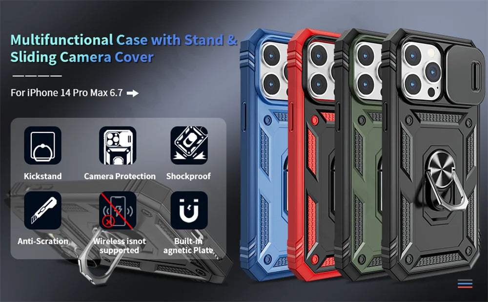 Military-Grade 360° Armor Protection iphone Case With Kickstand Ring