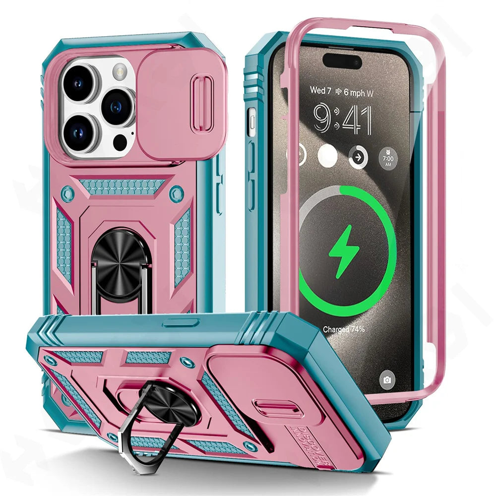 Military-Grade 360° Armor Protection iphone Case With Kickstand Ring