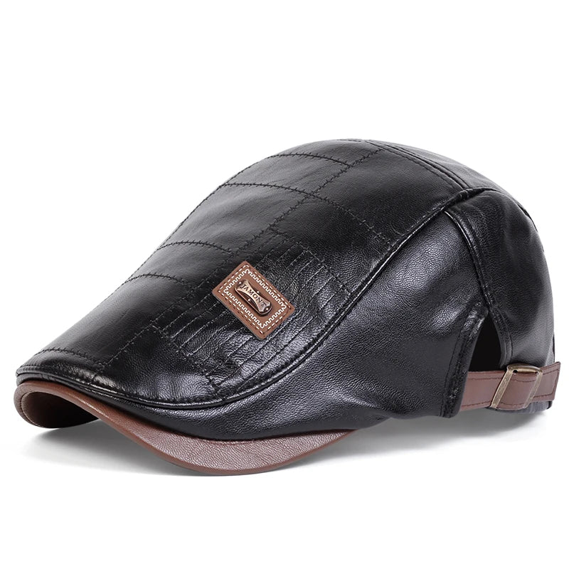 Classic vintage style Pu Leather Lightweight adjustable Comfortable Fit Newsboy Caps