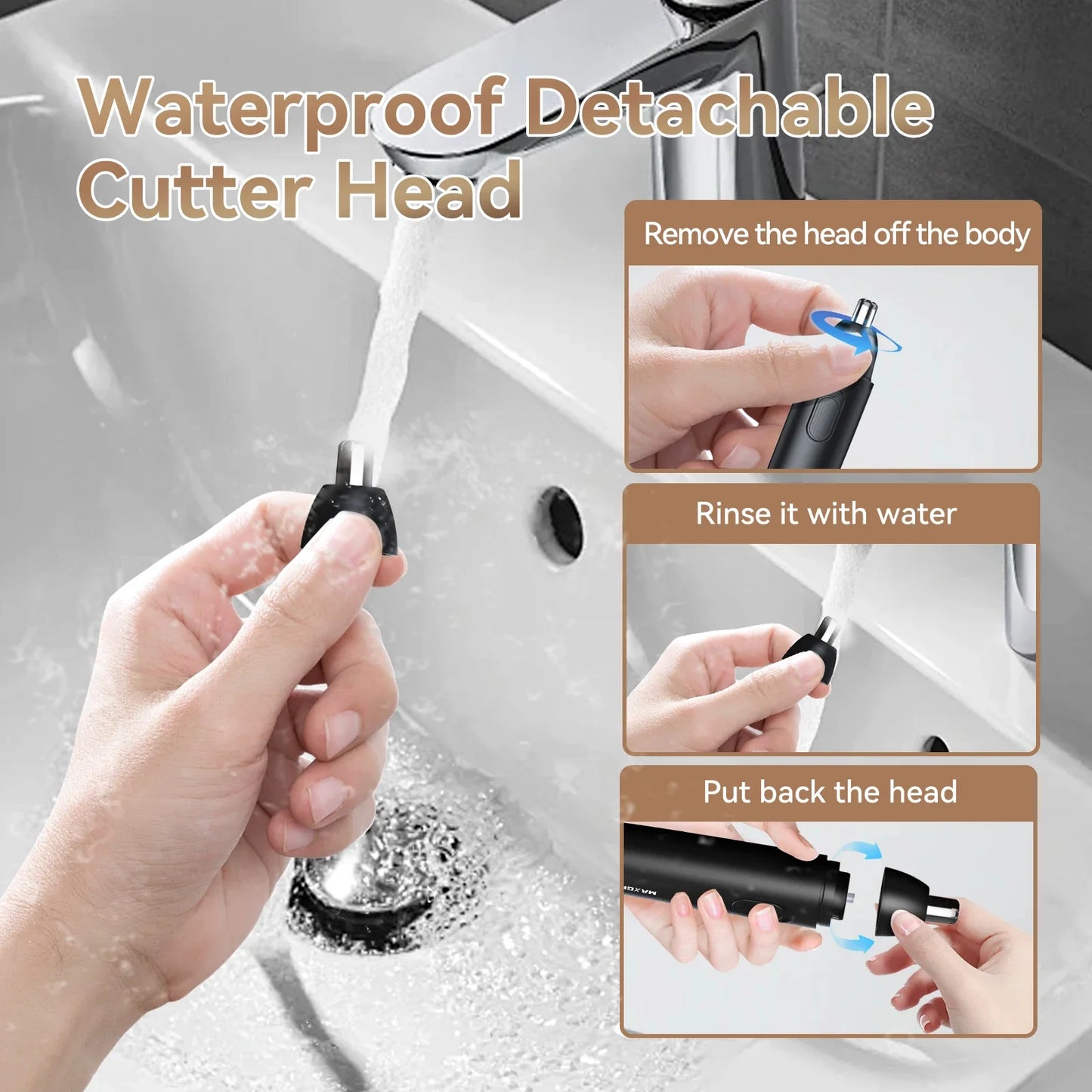 MAXGROOM Rechargeable 360 Rotating Dual-Blade Waterproof Hair Trimmer