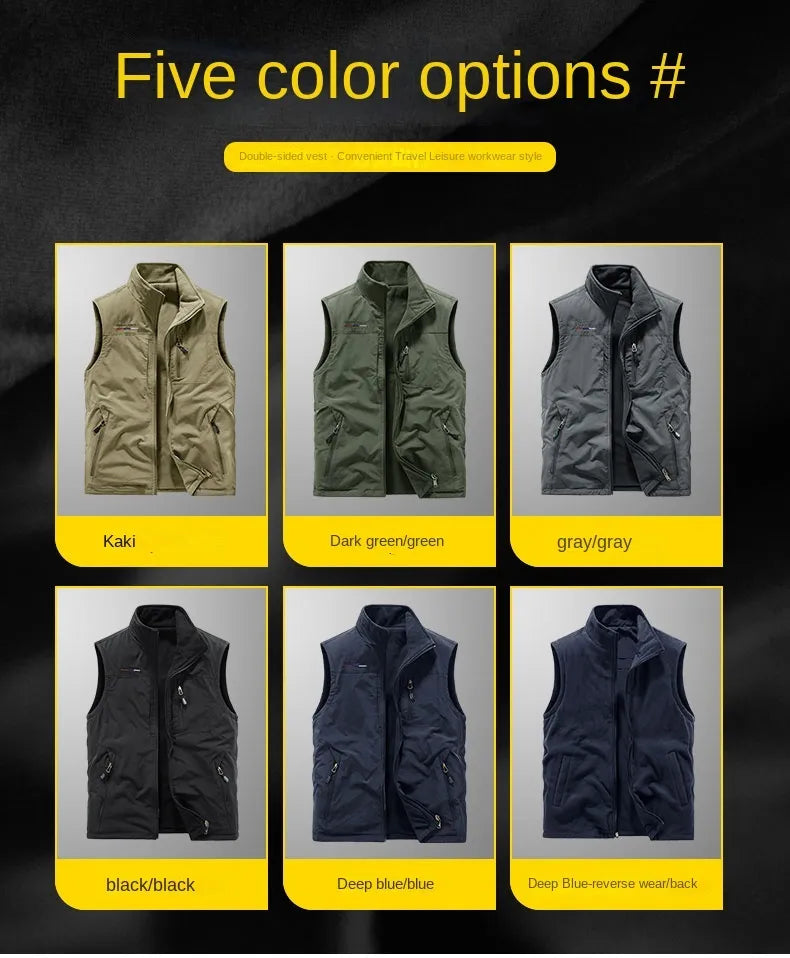 Casual Thermal Double-Sided Wear Multi-Pocket Men's vest