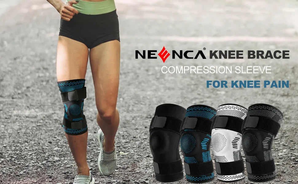 Knee Support Compression Gel Sleeve with Side Stabilizers & Velcro Straps