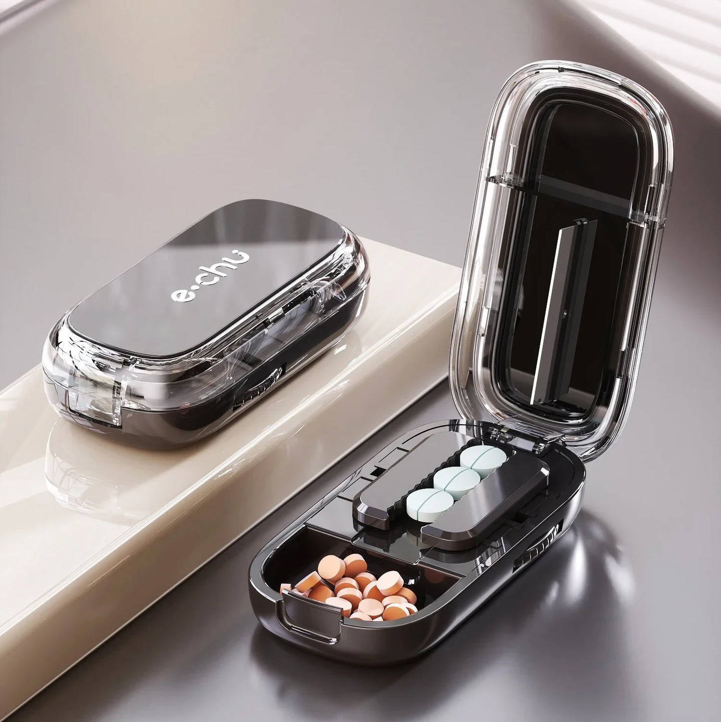 Japanese Smart Pills Splitter (Halved / Quartered) with Storage Organizer