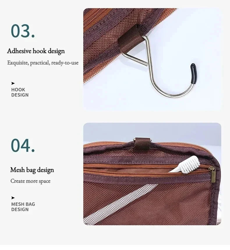 Premium Faux Leather Large Capacity Water-Resistant Travel Toiletry Bag