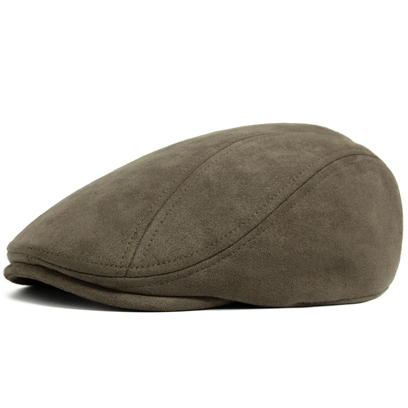 Vintage Suede-Look Flat Cap for Autumn & Winter