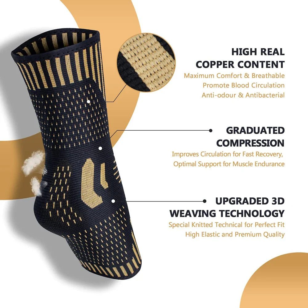 Medical-Grade Copper-Infused Fabric Ankle Brace for Pain Relief & Fast Recovery