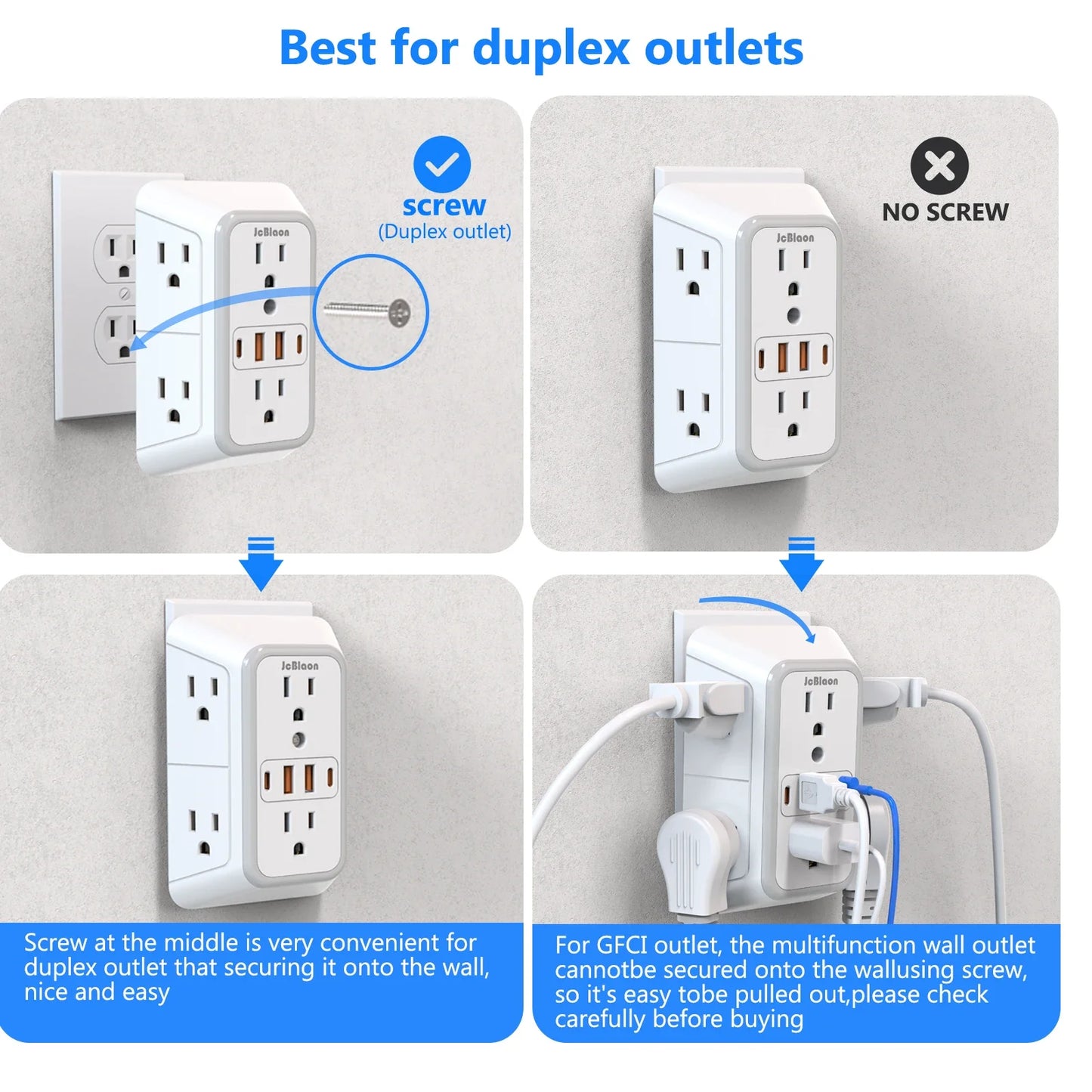 US Plug 10 in 1 Multi-Wall Socket & USB+Type C Fast Charging Station