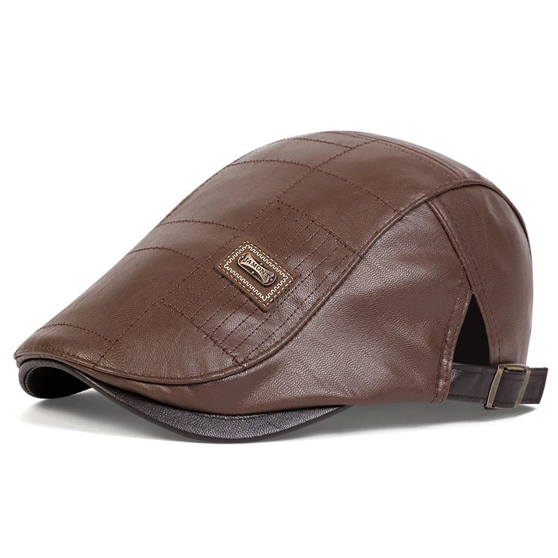 Classic vintage style Pu Leather Lightweight adjustable Comfortable Fit Newsboy Caps