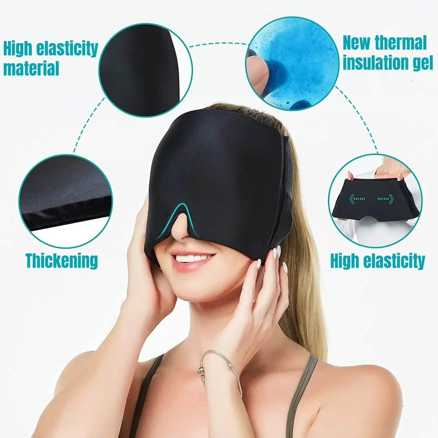 Cold Therapy Headaches & Migraines Pain & Stress Relief Ice Cap / Eye Mask