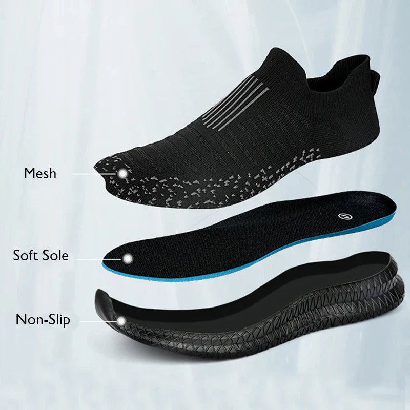 Slip-on Breathable Laceless Lightweight Anti-slip Walking Shoes