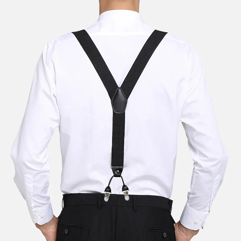 Big & Tall Friendly- Vintage Heavy Duty 6 Metal Clips Suspenders