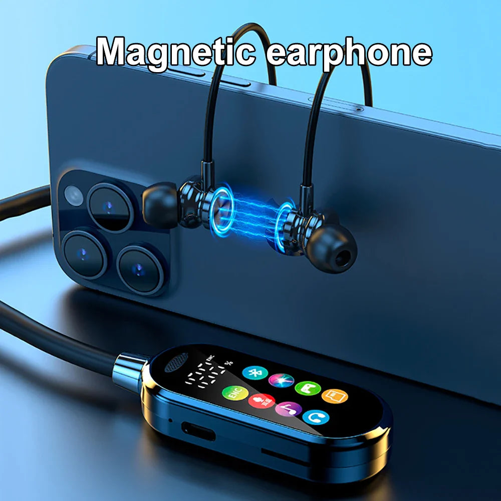 HiFi Sound Color Screen Neckband Magnetic Earphones with Noise Reduction & HD Calls