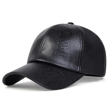 Premium Faux Leather Vintage Design All-Season Leather Adjustable Baseball Cap