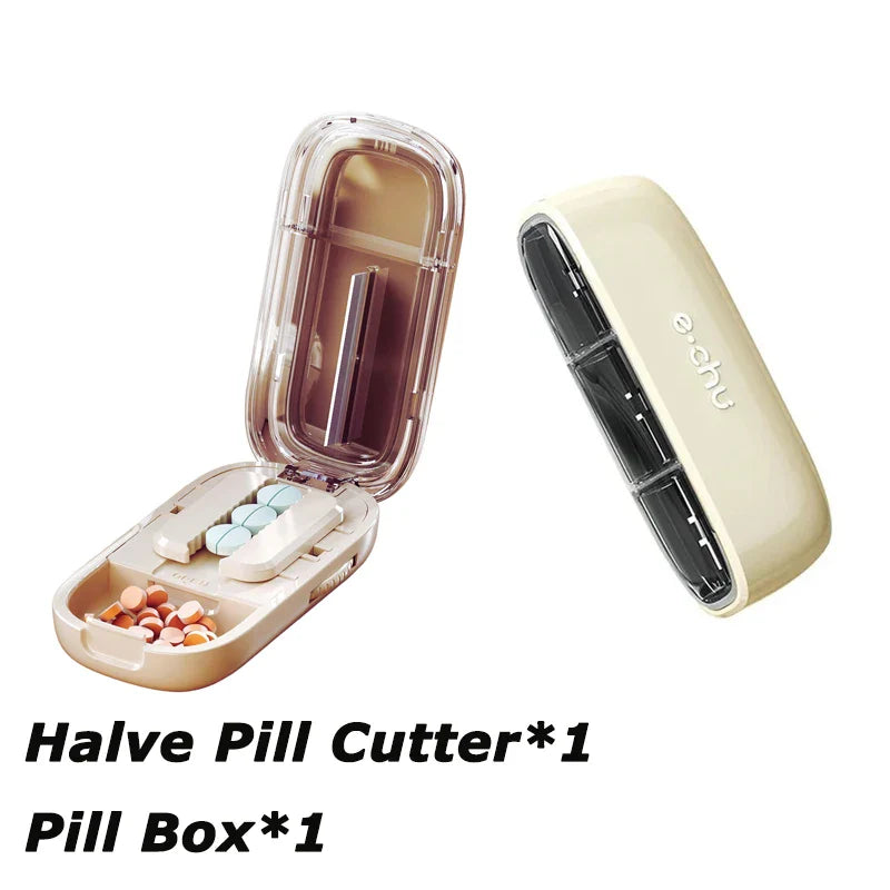 Japanese Smart Pills Splitter (Halved / Quartered) with Storage Organizer