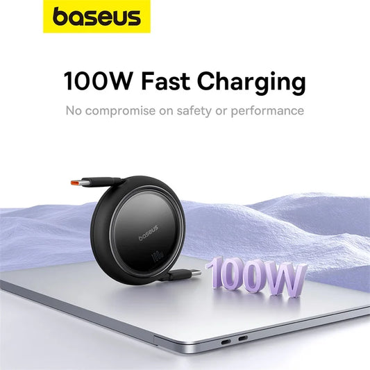 Baseus Retractable 100W Fast Charging Type-C Cable For MacBook/iPhone/Win/Android