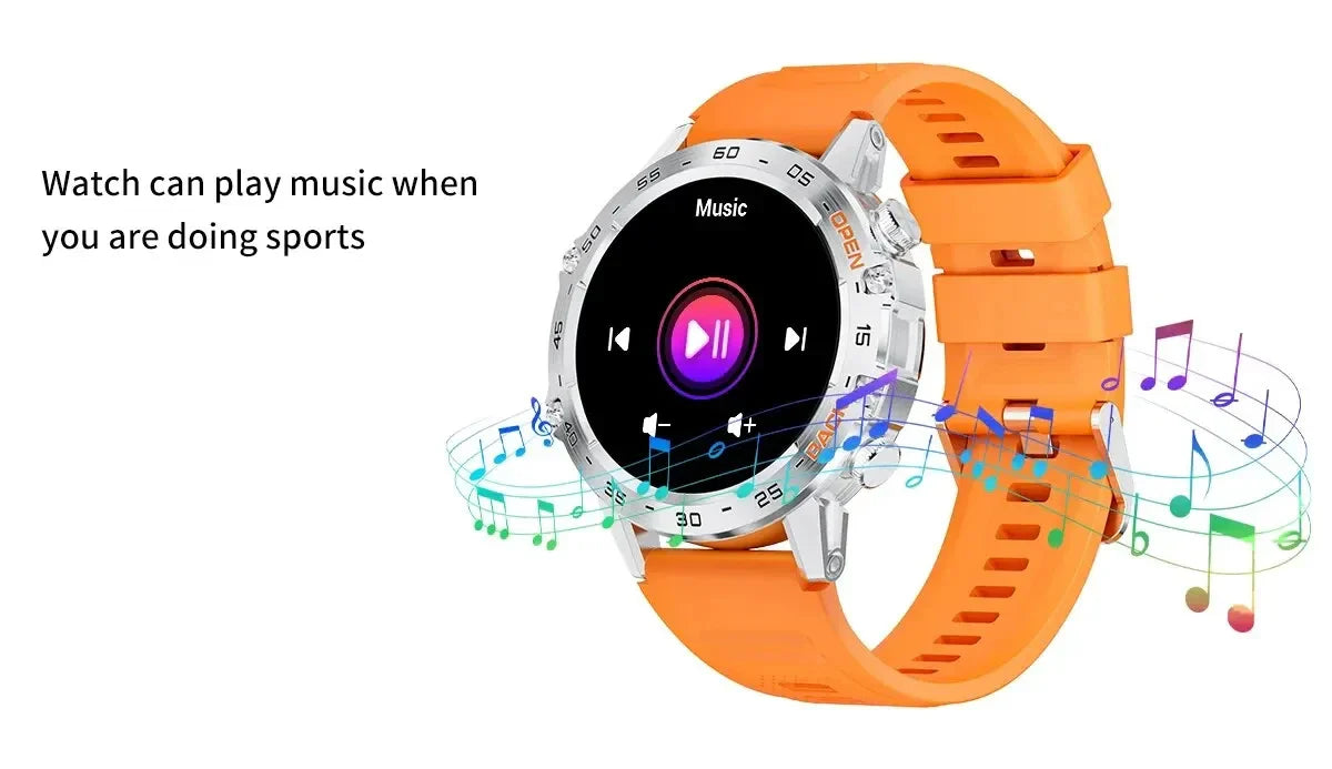 Military-Grade Durability Shockproof & Impact-Resistant Bluetooth Health Monitoring Smartwatch (Android+IOS)
