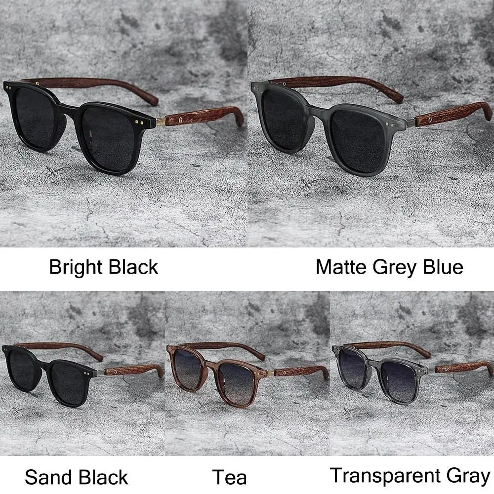 Trendy Retro Wood Grain Unisex Polarized UV Protection Sunglasses