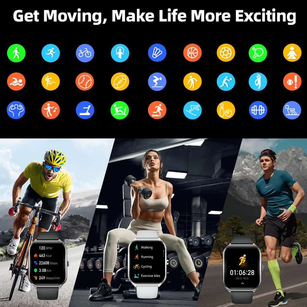 Ultra-Thin and Lightweight Brilliant 1.96” AMOLED Display Health Monitoring Smartwatch