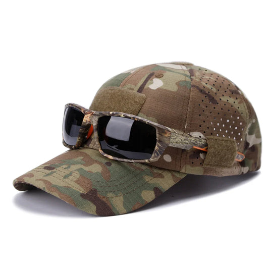 Durable & Lightweight Breathable Tactical Cap with Patented Glasses Holder Design