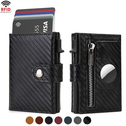 Maximum Carry RFID AirTag Wallet – Pop-Up Cards, Cash Compartment & Coin Pocket