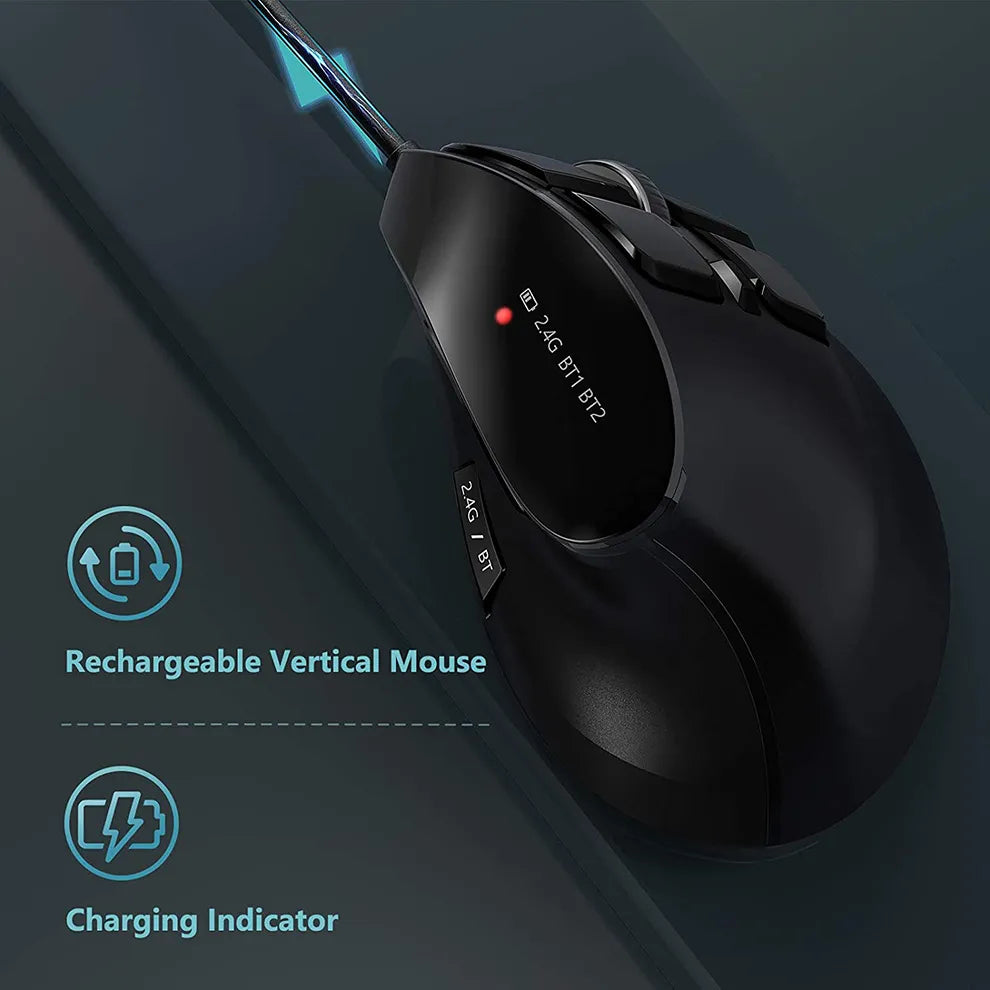 Vertical Ergonomic Wireless Rechargeable 9 Buttons Mouse