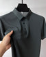 Short-Sleeve Plaid Pattern Ice Silk Polo Shirt