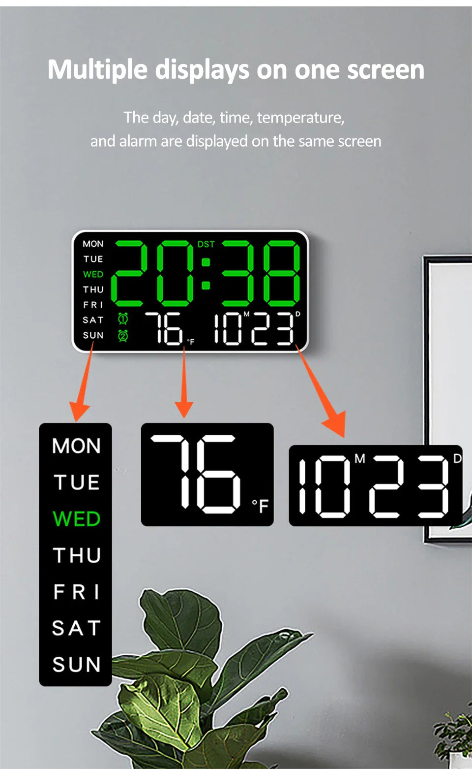 Seniors-Friendly Easy-Read Large Display LED Voice Control Alarm Clock